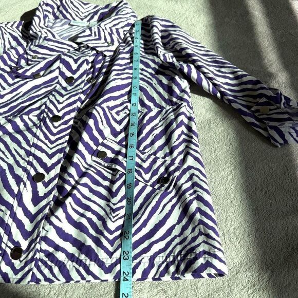 Chicos Zenergy Women’s Neema Jacket Purple Jasper Zhara Zebra Print - Picture 11 of 11